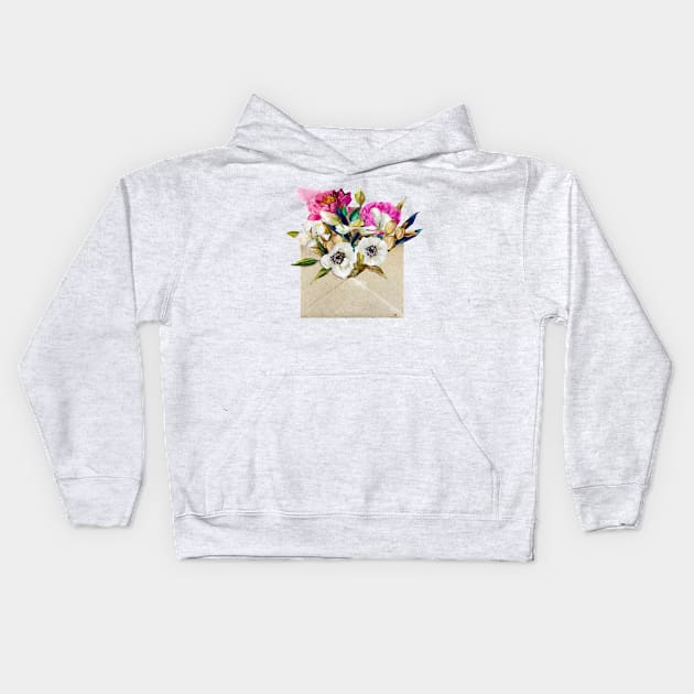 Floral Letter Kids Hoodie by EveFarb